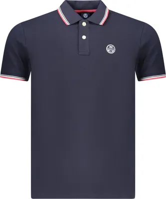 Produktbild von Elegantes Herren-Poloshirt Blau mit Kontrastdetails und Applikation