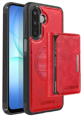 Produktbild von Avizar, Magnet Hülle mit abnehmbarem Kartenhalter und Stand für Galaxy A17, Rot