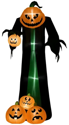 Productafbeelding van Halloweenversiering, 2,40 m hoge pompoengeest, zelfopblazend, LED-verlichting, voor buitengebruik