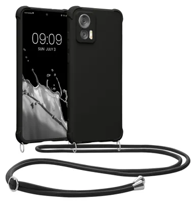 Produktbild von kwmobile Necklace Case kompatibel mit Motorola Edge 30 Neo Hülle - Cover mit Kordel zum Umhängen - Silikon Schutzhülle Schwarz