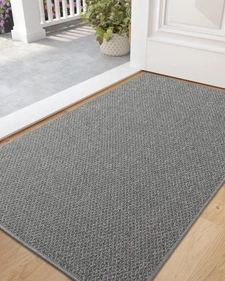 Zdjęcie produktu dla Ibenzoa® Mata wejściowa, jasnoszara, 61 x 92 cm – wytrzymała mata o wysokiej chłonności, z antypoślizgową gumową podkładką