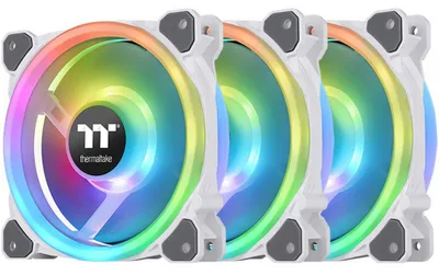 Produktbild von Riing Trio 12 RGB Radiator Fan White TT Premium Edition (weiß, 3er Pack inkl. Controller, 120 mm)