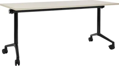 Produktbild von BELIANI Schreibtisch Heller Holzfarbton u. Schwarz 160 x 60 cm Klappbar Faltbar mit Rollen Mobil Bürotisch für Homeoffice Büro Modernes Design