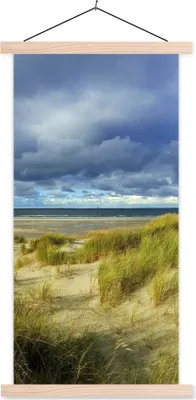 Produktbild von MuchoWow® Textilposter Nordsee - Vlieland - Dünen 40x80 cm mit holzfarbenen Rahmen - Wohnzimmer