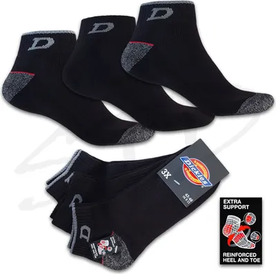 Produktbild von 12 Paar DICKIES® WORK SNEAKER SOCKEN ArbeitsSneaker Arbeitssocken Füßlinge Farbe Schwarz Größe 47-50