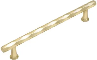 Obrázok produktu pre Uniqoos® Sada 2 kusov úchytiek na skrinky a kuchynské dvierka, zlatá farba – zinková zliatina, brúsená, rozmer otvorov 160 mm, dĺžka 203 mm, výška 32 mm