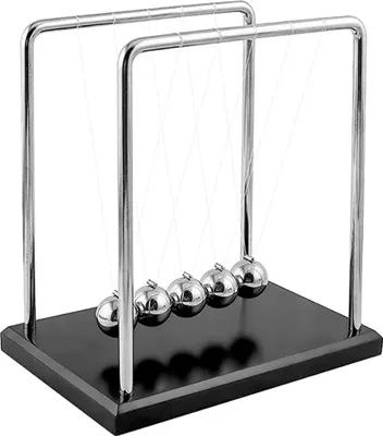 Produktbild von Newton Pendel, Hochwertig Kugelstoßpendel Newtons Kugelspiel mit Sockel für Schreibtisch, Büroklein