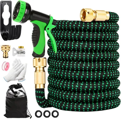 Productafbeelding van Garden Hose 15m,Expandable Garden Hose met 10 Functionele Spray Gun,3/4 en 1/2 inch Koperlegering Connectoren,Durable 2500D Fabric