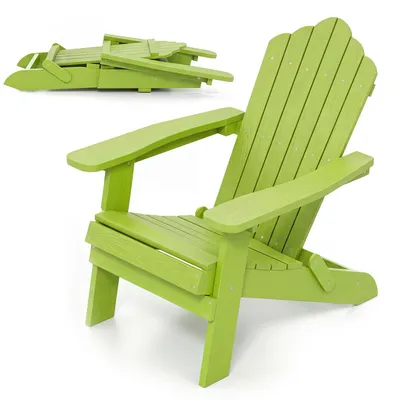 Immagine prodotto di KOMFOTTEU, sedia Adirondack pieghevole, arredo da esterno in HDPE, con schienale ergonomico inclinato e braccioli larghi, sedia da lounge resistente agli agenti atmosferici, ideale per terrazzi, aree relax all'aperto, giardini