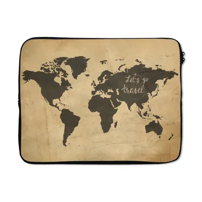 Produktbild von MuchoWow® Laptop Hülle 17 Zoll Laptoptasche Weltkarte - Reisen - Vintage - Zipper - Schutzabdeckung