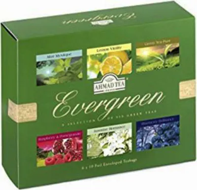 Produktbild von Ahmad Grüner Tee Set Evergreen 6 Teesorten 60 Teebeutel Grüntee Tea Collection