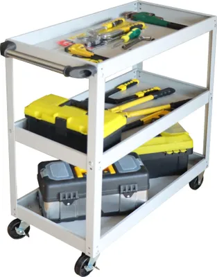 Image de Chariot d'atelier à 3 niveaux avec roulettes pivotantes