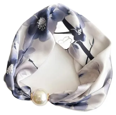 Immagine prodotto di Sciarpa da donna con chiusura magnetica, ideale per la primavera e l'autunno, con un piccolo motivo quadrato e un design elegante