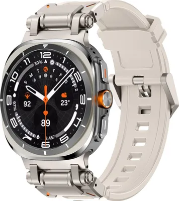 Image de Pour Samsung Galaxy Watch Ultra 47mm Bracelet en silicone avec alliage de titane - fermeture rapide Beige
