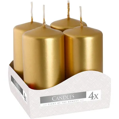 Image de Bougie de l'Avent métallique brillante d4x8cm 4pcs