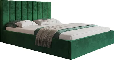 Produktbild von Polsterbett, 180x200 cm, Doppelbett, mit Bettkasten, mit Lattenrost, mit Kopfteil, Modern Bett, Robust, Elegant, Erstklassige Qualität, Slim-9, Grün