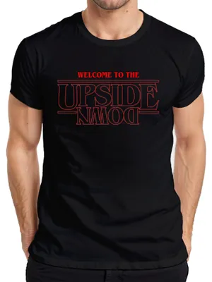 Immagine prodotto di WELCOME TO THE UPSIDE DOWN Stranger Horror 80s Retro Demogorgon Maglietta da uomo, nero, XL