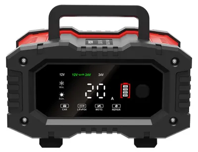 Productafbeelding van FOXSUR 300W volledig automatische batterijladers, 12V/20A, 24V/10A, onderhoudsladers met druppellading, voorzien van LCD-digitaal display, geschikt voor loodzuuraccu's