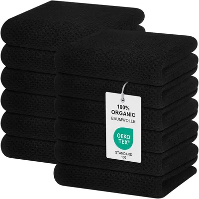 Productafbeelding van Keukenhanddoeken, katoen, set van 12, 32 x 72 cm (12 stuks), zwart