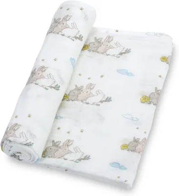 Productafbeelding van Wikkeldeken van 100% katoen met hazenprint voor meisjes, jongens, pasgeborenen en baby's