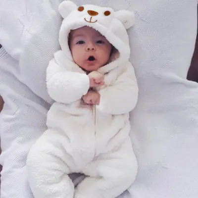 Produktbild von Unisex-Baby-Kleidung, süßer Schneeanzug, Kapuzen-Body, Langarm-Onesies, Outfit, Reißverschluss, Herbst-Winter, Korallen-Fleece-Overall für Kleinkinder, Jungen und Mädchen