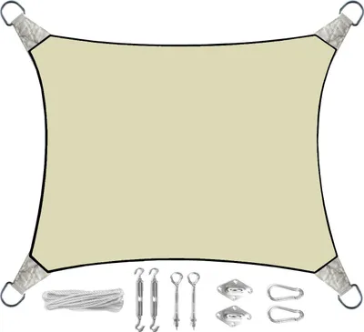 Produktbild von Sonnensegel Rechteckig 2x3m Creme mit Ösen für Balkon Terrasse Sonnenschutzsegel