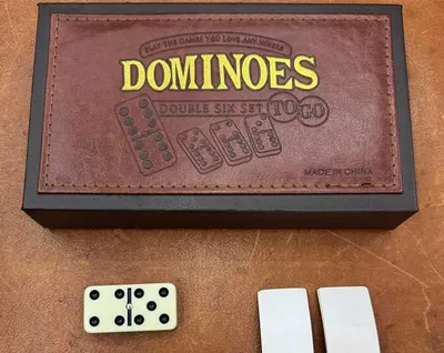 Image de Jeu de dominos HOT Games « Double 6 », extra-épais, dans un offret en PU