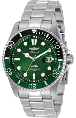 Zdjęcie produktu dla Invicta Pro Diver 30808 Zegarek Męski - Mechanizm Kwarcowy - Stal Nierdzewna z Zieloną Tarcza - 43 mm