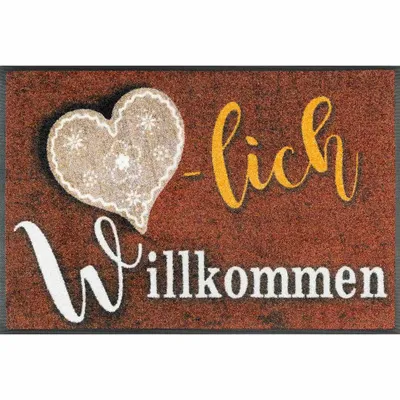 Produktbild von Waschbare Fußmatte - Herzilein Willkommen 50x75 cm Wash+Dry