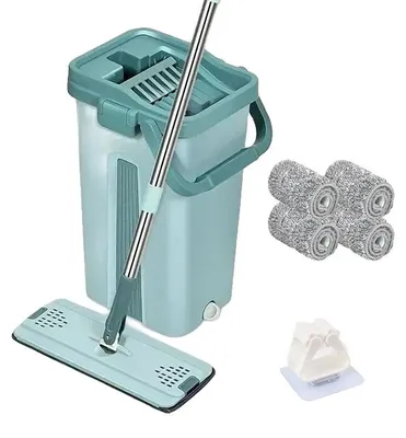Immagine prodotto di Mop piatto, strizzatura senza mani, testa girevole a 360°, mop con 4coth