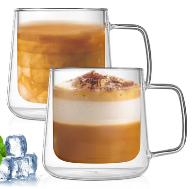 Doppelwandige Kaffeegläser 2er-Set 400 ml mit Henkel