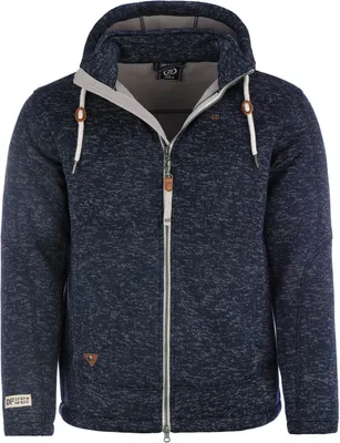 Produktbild von Dry Fashion Herren Fleecejacke Kappeln - Kapuzenfleecejacke Jacke Fleece mit Kapuze in Navy-Melange Größe L