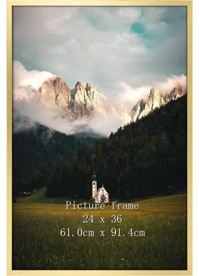 Image de Cadre photo en aluminium, dimensions 61x91,5 cm, couleur or, pour photos, affiches et puzzles