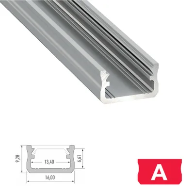 Produktbild von LED Aluminiumprofil Type A (1,6 x 0,93) - Oberflächenprofile - für Strips bis 12 mm | Silber eloxiert | 1000 mm