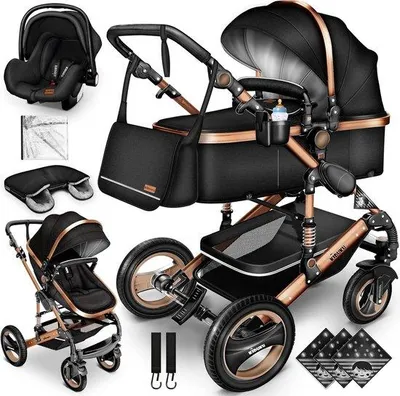 Productafbeelding van ApexArte® Kinderwagen 3 in 1 - Wandelwagen Baby - Kinderwagen Inclusief Autostoeltje - Buggy met Wieg