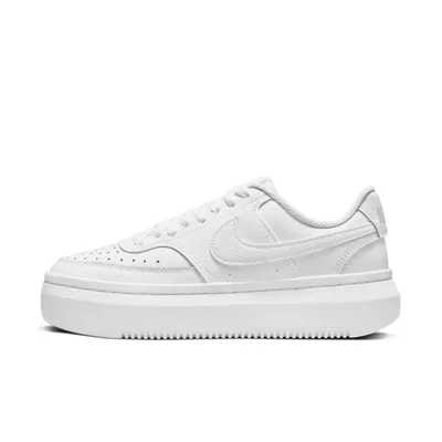 A white Nike Court Vision Alta Ltr shoe for women is shown from the side against a white background.
