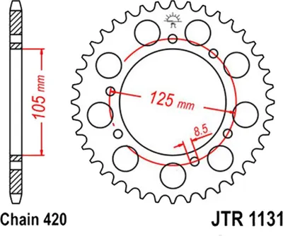 Zdjęcie produktu dla Zębatka Tylna Stalowa Jt R1131-53 53Z Rozmiar 420