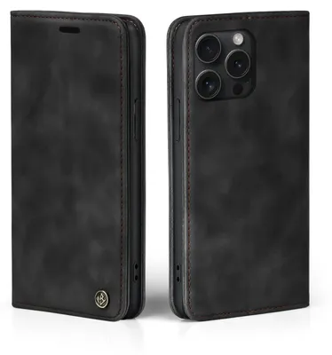 Produktbild von Handy Hülle für Apple iPhone 16 Pro Klapphülle Bookcase Flip Cover Handy Tasche Etui Farbe: Schwarz