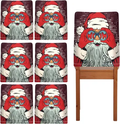Imagen del producto de Juego de 6 fundas para sillas de lino, decoración navideña, decorativas, 60x50 cm