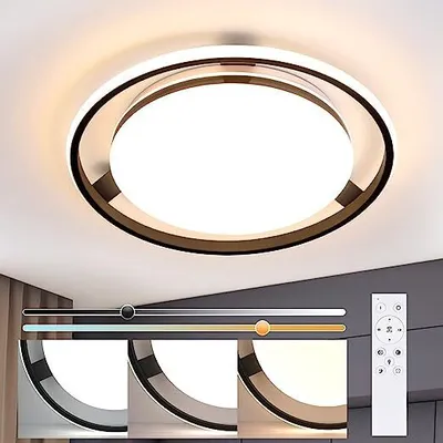 Produktbild von ZMH Deckenleuchte LED Deckenleuchte Wohnzimmer - Schwarz Dimmbar Rund 3000K-6500K 42W  44,5 ∗ 44,5 ∗ 5,5cm