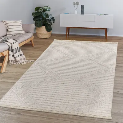 Produktbild von TT Home Wohnzimmer Teppich Kurzflor Geometrisches Skandi Design Boho Stil Größe 120x170 cm