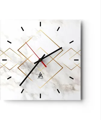 Produktbild von Wanduhr - Quadrat - Glasuhr - Abstraktion modern - 30x30cm - Schleichendes Uhrwerk - Lautlos - zum Aufhängen bereit - Dekoration Modern - Wanddekoration aus Glas - C3AC30x30-4022