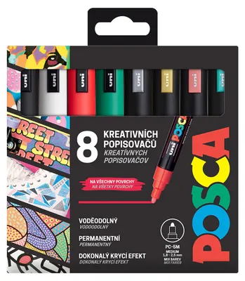 Produktbild von Posca Markersets PC-5M CHRISTMAS, 1,8 - 2,5 mm, Weihnachtsfarben - 8 Stk.
