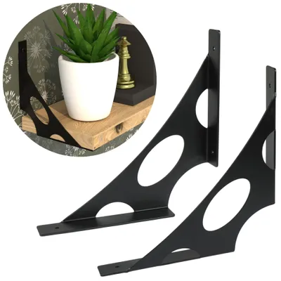 Produktbild von Moderne Regalträger für Wandregale, FLEX 200 x 200 mm, schwarz, 2 Stück