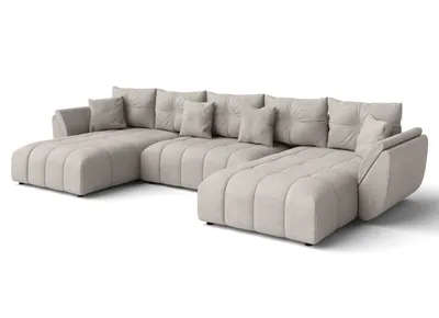 Image de AX LIVING Canapé panoramique XXL convertible Antalya beige 382 cm