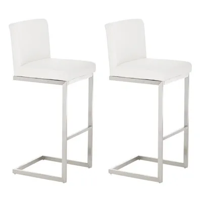Produktbild von CLP 2er Set Barhocker Paros mit Kunstlederbezug Edelstahl Fußablage bis 240 kg weiß