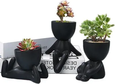Produktbild von Keramische Succulentenpotten für den Garten - Moderne Dekorative Keramische Pflanzpotten für den Schreibtisch (Set von 3)