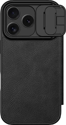 Produktbild von Handyhülle mit Klappe und Kameraschutz für iPhone 17 Pro, Nillkin Qin Pro, Schwarz