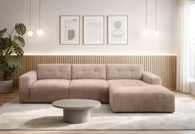 Image de AX LIVING Canapé d'angle en L Corlu, marron, pour salon, 310 cm D