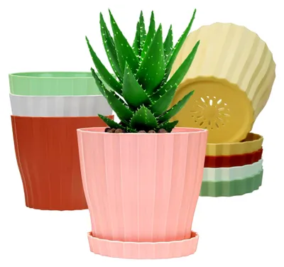 Produktbild von 6 Stück bunte Blumentöpfe, 15 cm